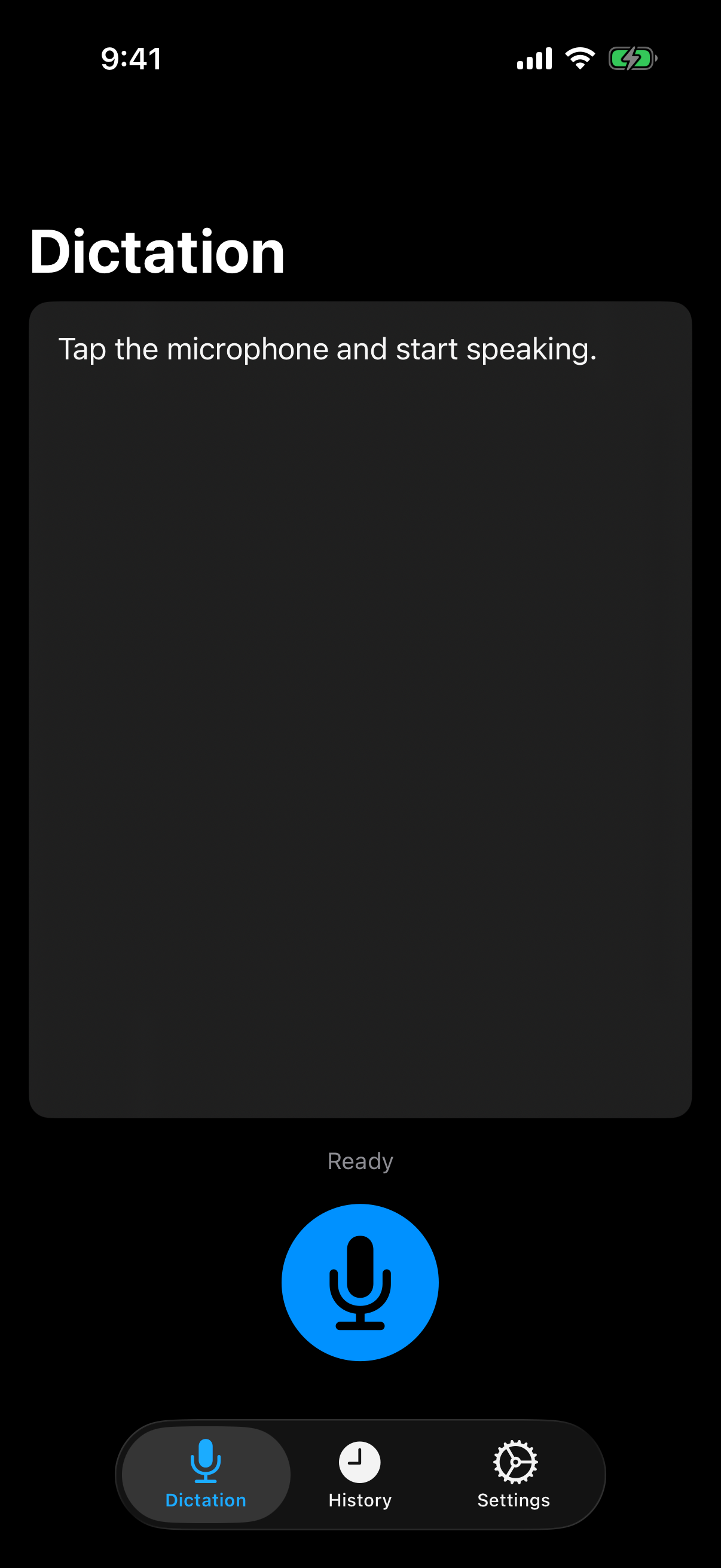 Recording screen with a single microphone button